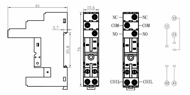 NNC69A (14FC-1Z) 10A Relay Base 14F05-E with 5 pins ul