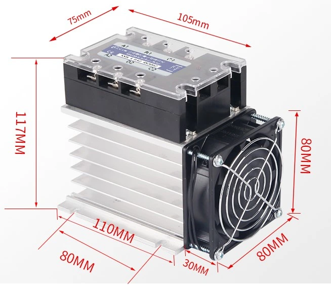 Industrial 3 Phase DC to AC High Power SSR 100A Solid State Relay